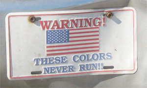 Front license plate on the old Nissan since 9/11