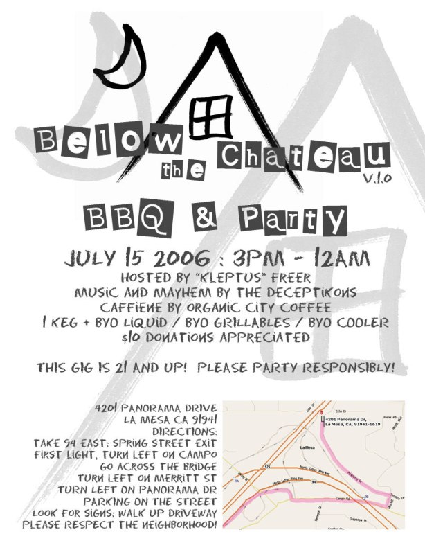 Below the Chateau Party Flyer